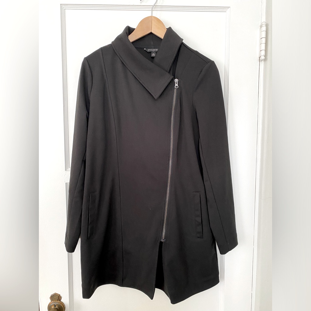 Banana Republic Moto Sweater Jacket Asymmetrical Zipper 80’s Retro Collar Pocket
